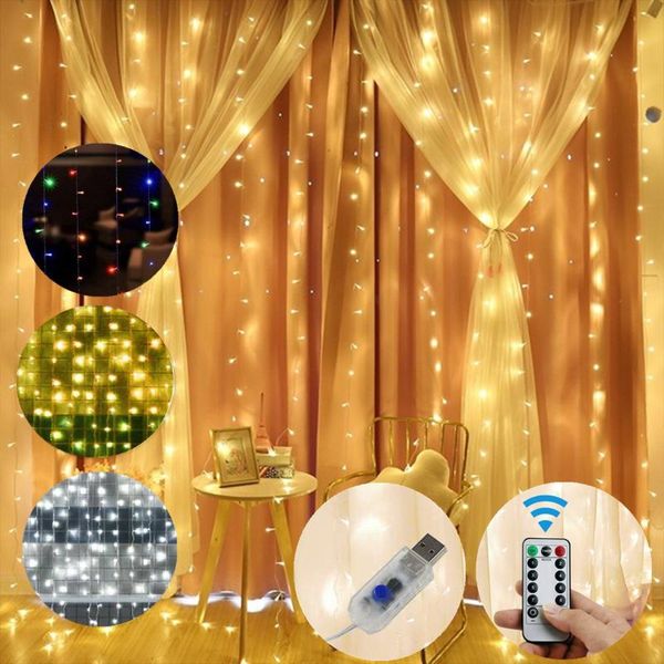 

usb led romantic curtain string light with remote controller led strip for christmas wedding room fairy light decoration