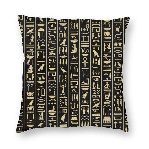 

cushion/decorative pillow fashion black gold hieroglyphics throw case home decor custom ancient egypt culture cushion cover 45x45cm pillowco