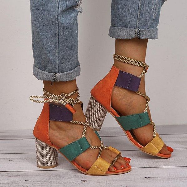 

women sandals lace up summer shoes woman heels pointed fish mouth gladiator pumps rope high knot rope strap sexy, Black