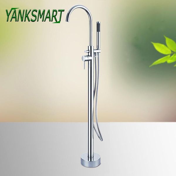 

yanksmart bathroom bathtub faucet sets with hand shower floor mounted single holder dual control tap set cold & mixer taps