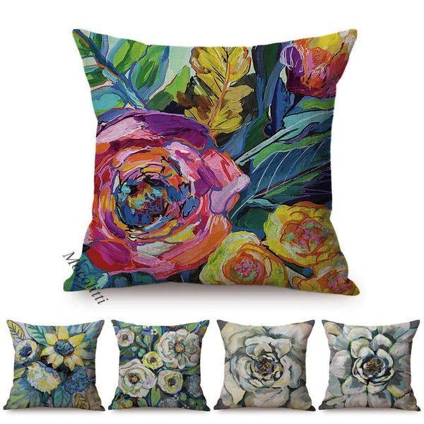 

cushion/decorative pillow flowers famous oil painting art chic home decoration throw pillows case peony rose garden sofa chair cushion cover