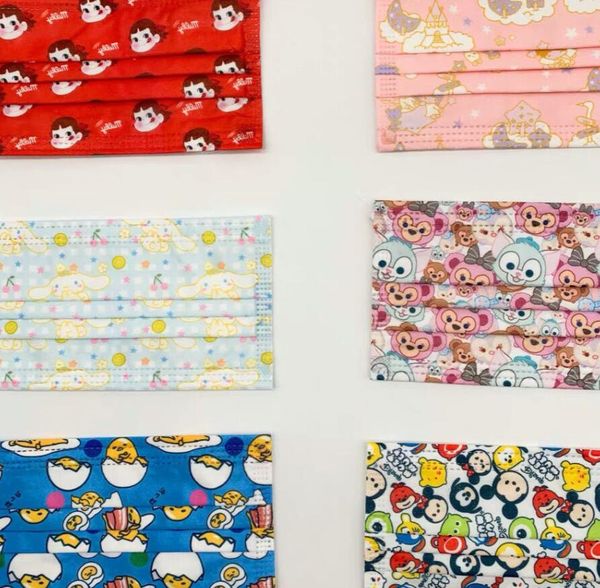 

fashion disposable cartoon print face mask 95% filtration efficiency dustproof prevention of influenz mouth masks nonwoven breathable mask