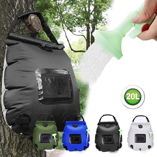 

hydration packs 20l water bags outdoor camping solar shower bag foldable camp hiking climbing bath with head