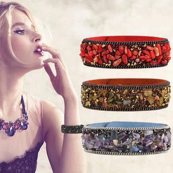 

bangle creative retro broken stone bracelet men's and women's irregular natural lovers' high grade crystal wide, Black