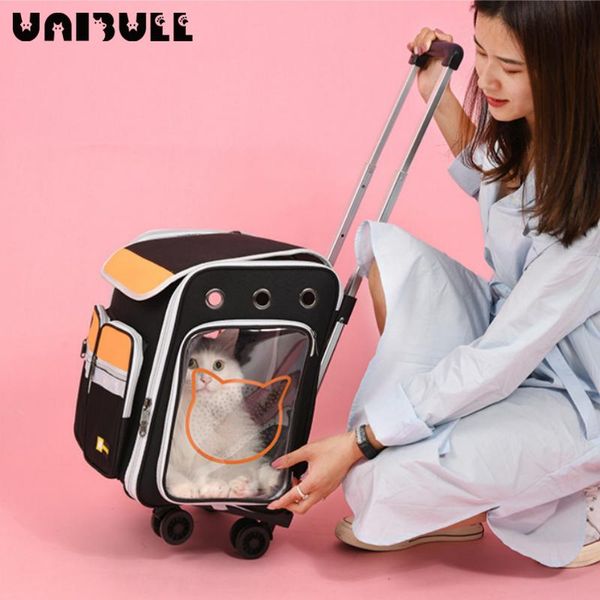 

cat carriers,crates & houses est stroller bag universal wheel trolley travel skylight cage pet carrier for small dog backpack outdoo