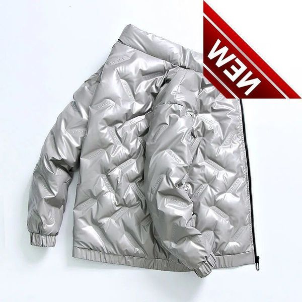 

fad autumn and winter new men's stand-up collar casual down jacket thickened warm short, Black