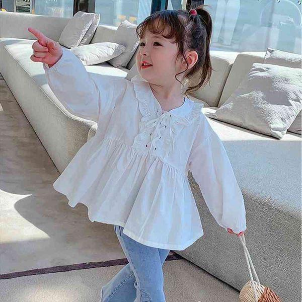 

spring arrival girls long sleeve white blouses kids korean design blouse, White;black