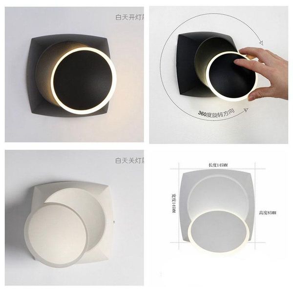 

wall lamp 5pcs 8w led round ac85-265v simple modern creative lamps for bedside bedroom living room staircase aisle