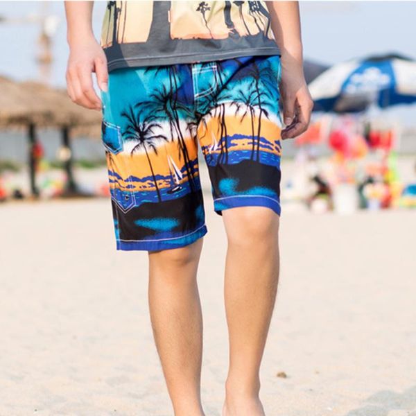 

men's loose beach surfing board shorts swimming personality trunks shorts(blue m)