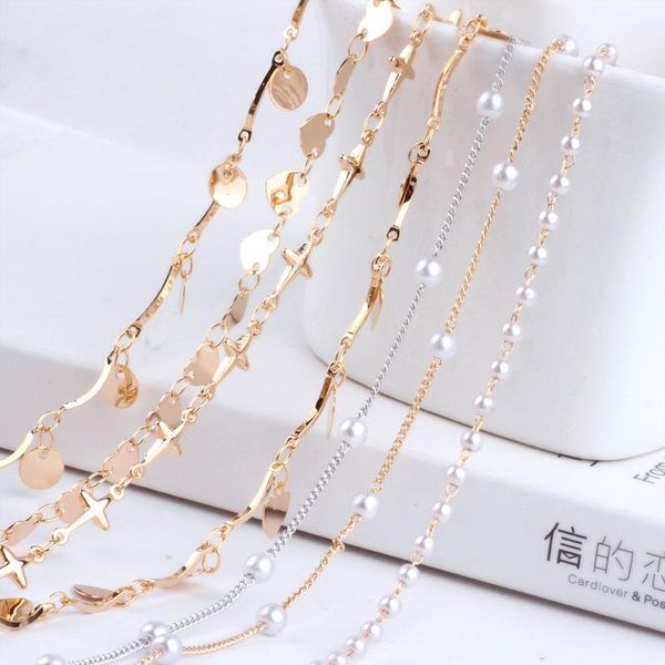 

dangle & chandelier 1meter genuine gold plating pearl love circle chain handmade necklace bracelet earrings for women material diy accessori, Silver