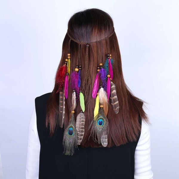 

feather fashion rope tassel hoop, Black;brown