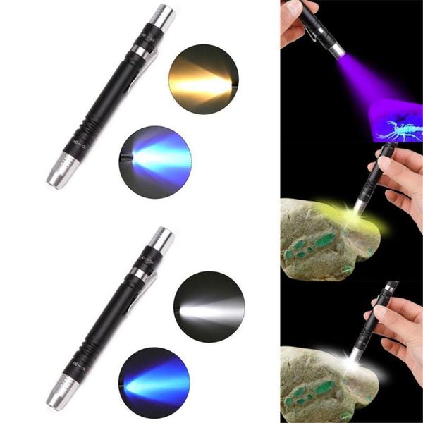 

led pen light aluminum mini white light glare led third gear 2* battery
