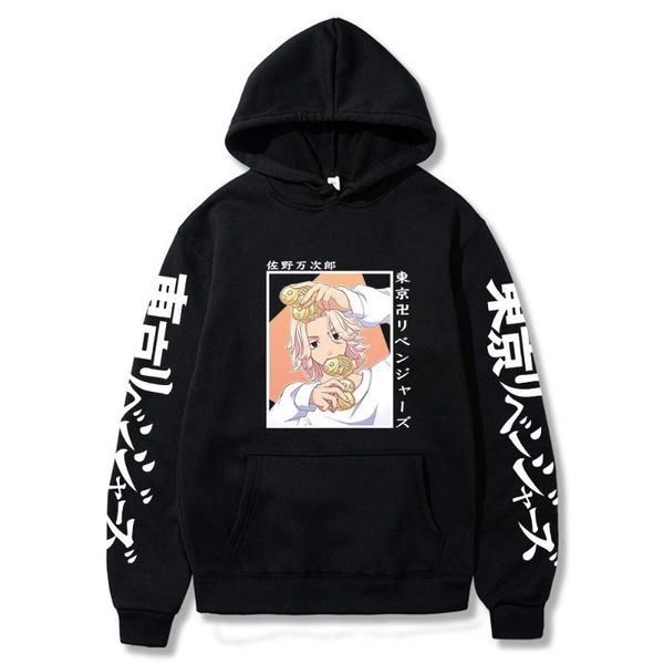 

men's hoodies & sweatshirts tokyo revengers anime hoodie funny mikey graphic hooded men casual pullover long sleeve sweatshirt male, Black