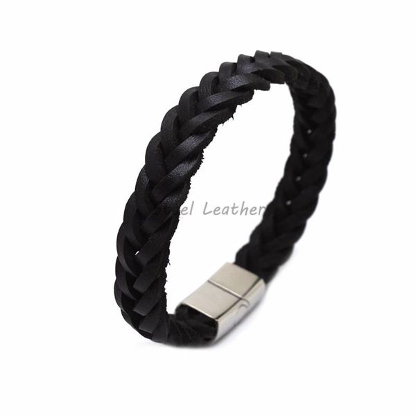 

charm bracelets 5pcs/lot engrave logo stainless steel stackable layered bracelet leather genuine braided black men, Golden;silver