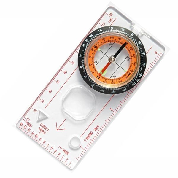 

outdoor gadgets multifunction ruler compass map scale magnifier w/ strap camping hiking baseplate
