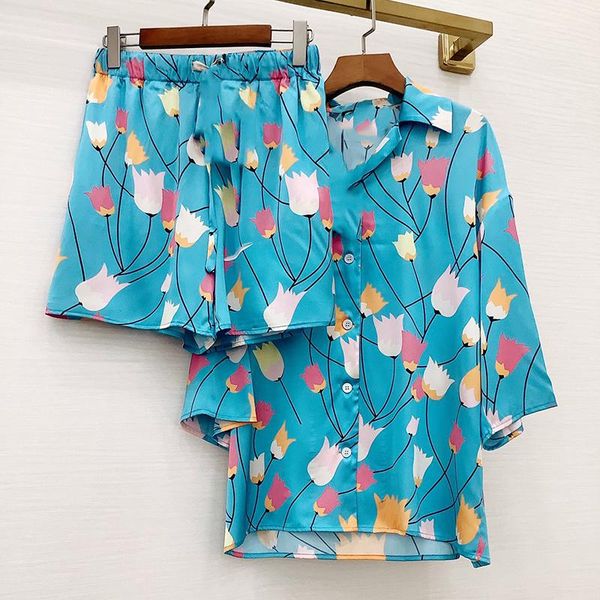 

women's t-shirt summer sets harajuku fashion print casual shorts, White