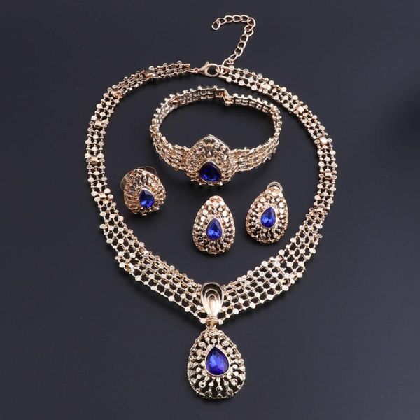 

earrings & necklace oeoeos jewelry set african wedding nigerain beads for women luxury crystal costume sets, Silver