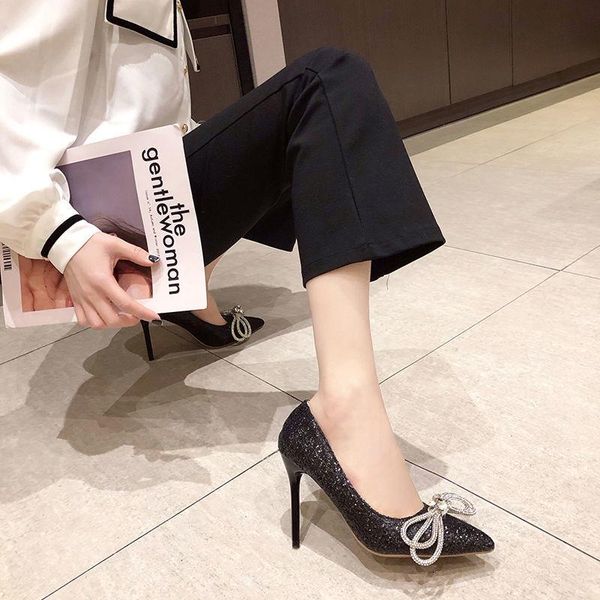 

dress shoes women summer pumps thin high heels sandals stiletto shiny crystal bride wedding woman female mujer sapato feminino, Black