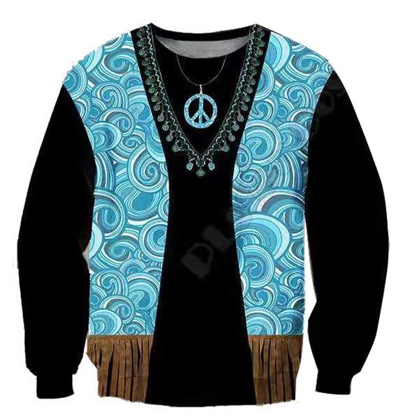 

horse pattern men's 3d printed hoodie visual impact party punk gothic round neck sweater hoodie, Black