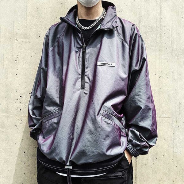 

essentials feel of god new colorful laser 3m reflective fog jacket, Black;brown