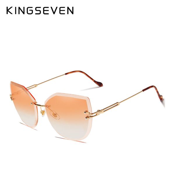 

luxury rimless cat eye sunglasses women gradient color sun glasses vintage brand designer shades eyewear oculos n807