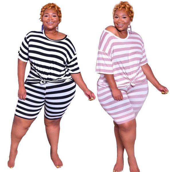 

plus size tracksuits two piece short set for women tracksuit striped shirts and shorts sweat suits loungewear wholesale drop, Black