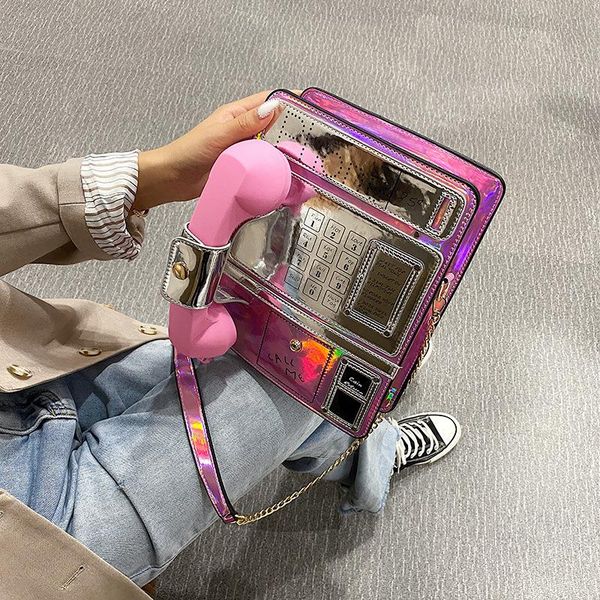 

shoulder bags funny crossbody for women 2021 trend fashion female bag leather pu chains optical maser unusual large women's