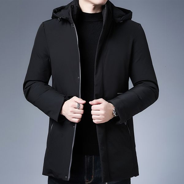 

2021 new warm jacket men fashion casual mens winter jackets and coats fleece parkas collar detachable clothes tmij, Black