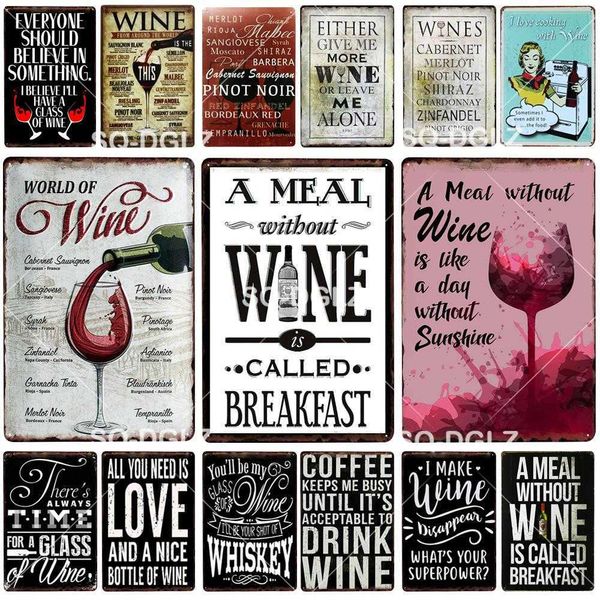 

world of wine metal sign plaque metal vintage pub bar decor tin sign plate poster home decor art painting wall sticker