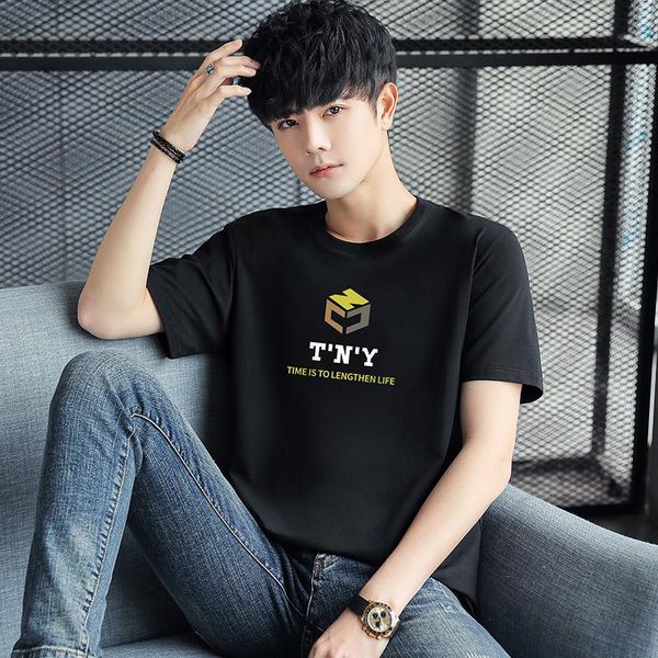 

men's t-shirts 2021 fashion pure cotton casual sports breathable t-shirt street trend short-sleeved spring and summer, White;black