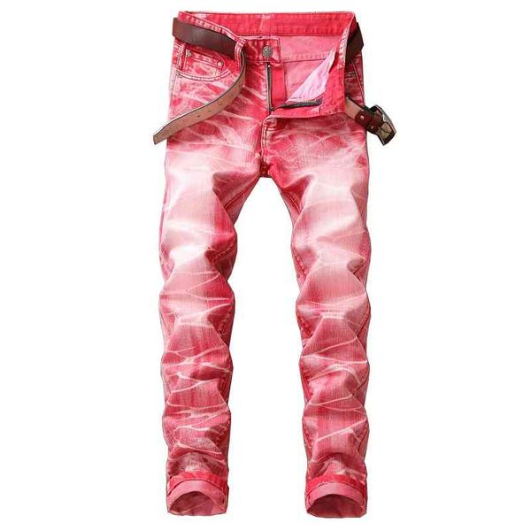 

men's jeans fashion mens slim fit straight leg stretch designer washed scratched hip hop 3d printed denim pants streetwear trousers jb8, Blue