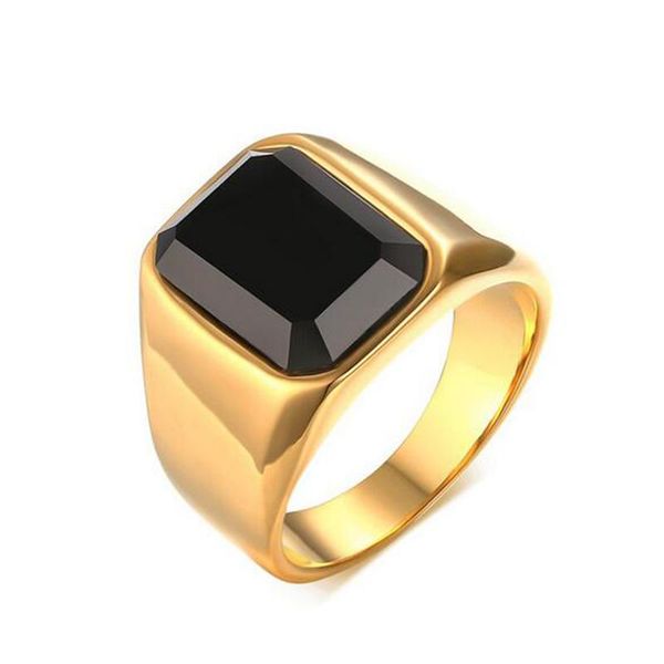 

wedding rings black stone ring for men quality gold-color titanium engagement stainless steel, Slivery;golden