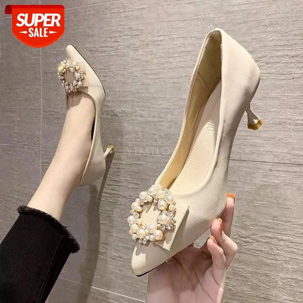 

women pearl pointed toe female 2021 new autumn soft shallow mouth casual slip-0n zapatos de vestir mujer #mh00