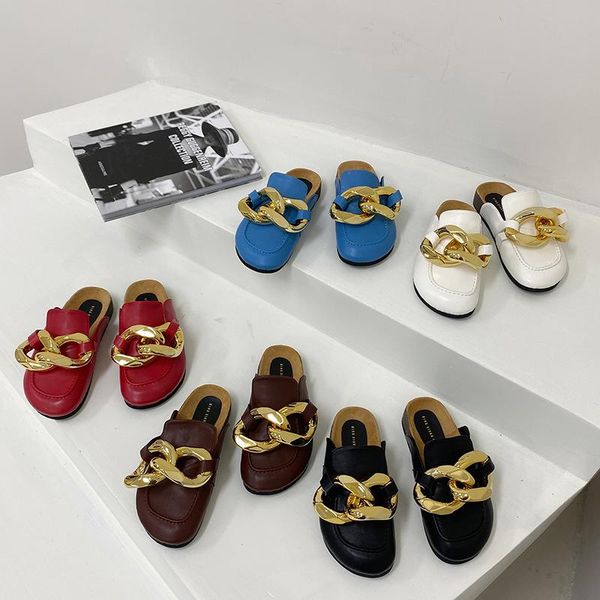 

loafers shoes cover toe rivet mules for women 2021 ladies' slippers luxury slides designer flat soft fabric autumn basic metal d, Black