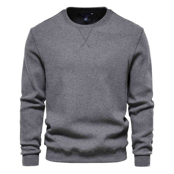

pure cotton round neck men's sweatshirt, pure color casual sweater, simple brand, fashion, novelty in autumn, Black