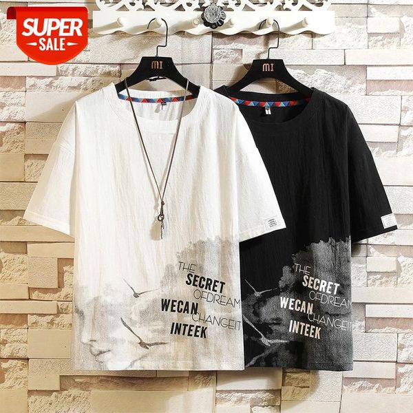 

Fashion Short Sleeves Casual O NECK Casual T-shirt Black White Men's Cotton 2021 Summer Clothes TOP TEES Tshirt OverSize M-5XL #w05M, White;black