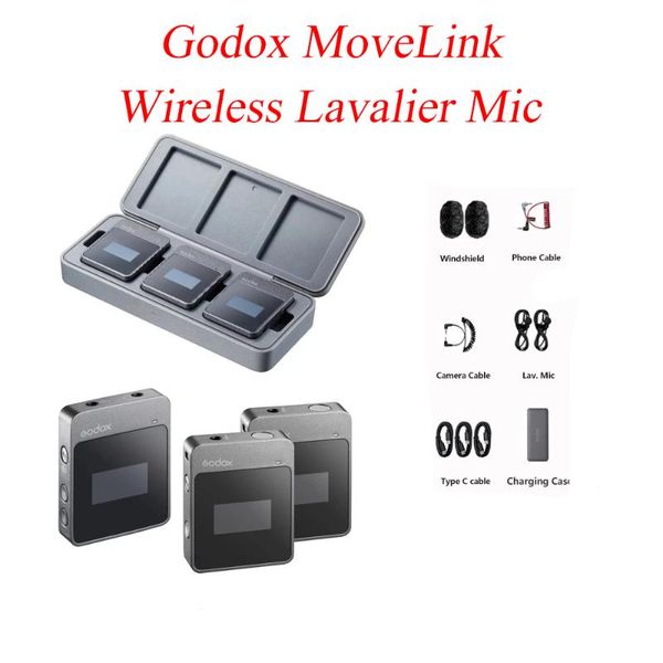 

microphones godox movelink 2.5g m2 m1 wireless lavalier mic microphone transmitter receiver charging case for camera phone dslr vs rode