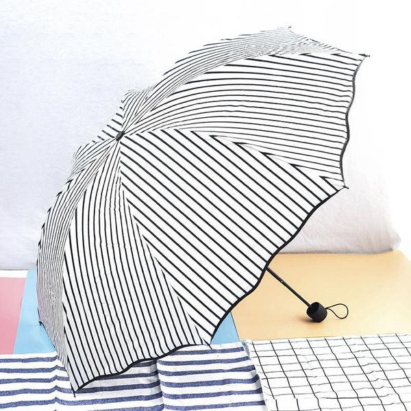 

umbrellas fashion british style rainy stripes umbrella folding anti-uv rainproof stripe parasol sun protection