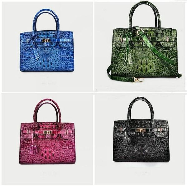 

duffel bags authentic crocodile skin lady totes purse female handle handbag 2021 genuine leather women single cross shoulder wedding bag