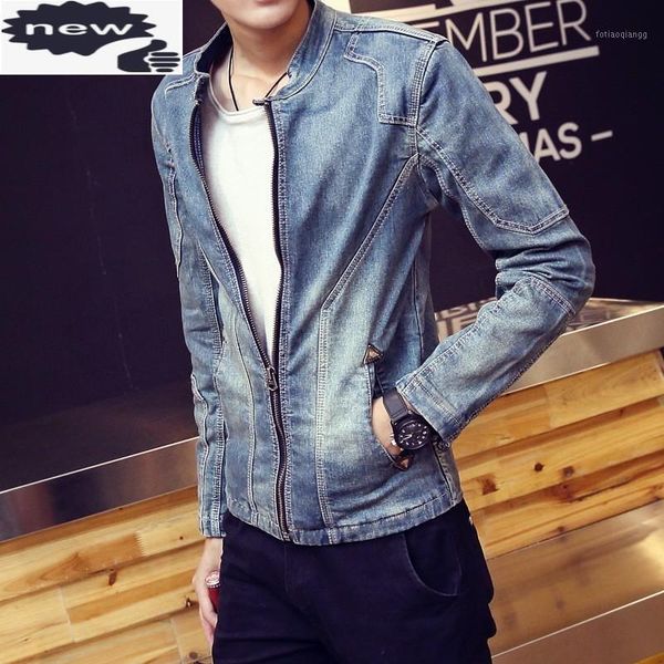 

men's jackets autumn 2021 men slim denim street zipper college long sleeve short coat male stand collar casual cowboy jacket m-3xl, Black;brown