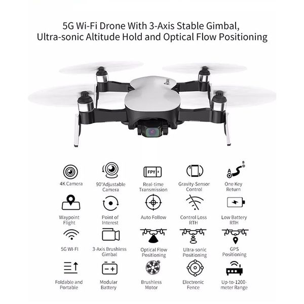 

eachine ex4 rc quadcopter drone helicopter with 4k professional hd camera 5g wifi fpv gps mode 3 axis stable gimbal rtf toys