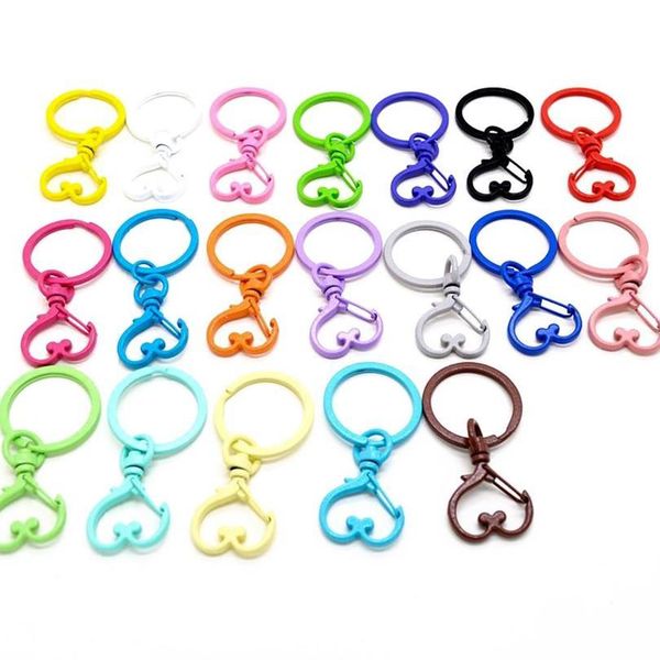 

10pc/lot 19 colors heart keychains lobster clasps hooks key chain key rings for diy trinkets pom pom keychain jewelry jlltsk