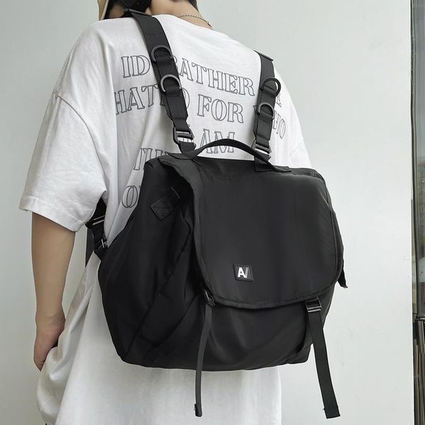 

backpack tooling bag dual-use school fashion brand casual japanese functional style street trend ins dark women's