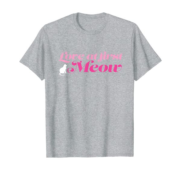 

love at first meow funny adorable cat tee for cat lovers t-shirt, White;black
