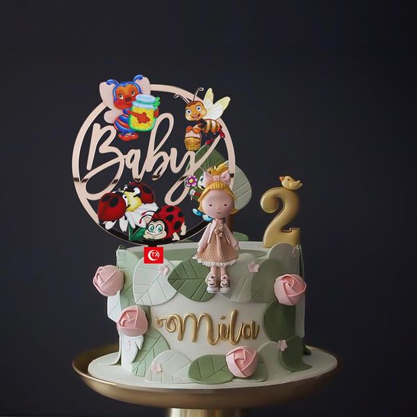 

other festive & party supplies oh baby acrylic cute bee cake ers cartoon animal rainbow baking birthday decoration shower