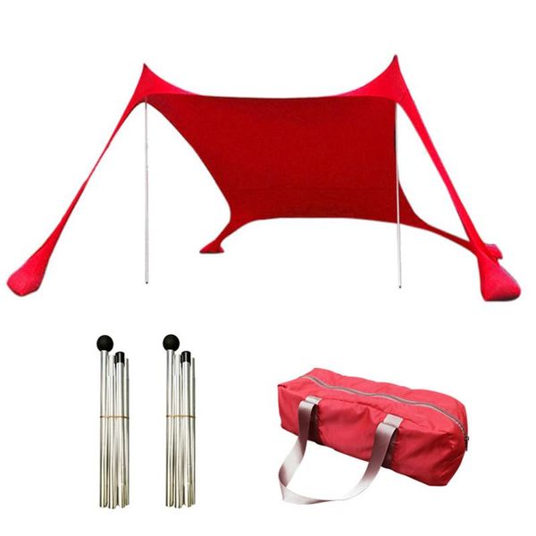 

tents and shelters portable camping pergola 210*210*170cm outdoor windproof beach tent sunshade gazebo with sand anchors natural
