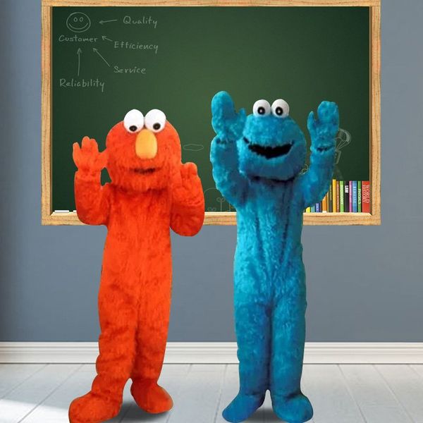

mascot costumes adults sesame street blue cookie monster mascot and elmo mascot costume, Red;yellow