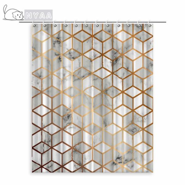 Tende da doccia Nyaa quadrati minimalisti e strisce semplici motivi bagno in tessuto di poliestere impermeabile per la decorazione domestica