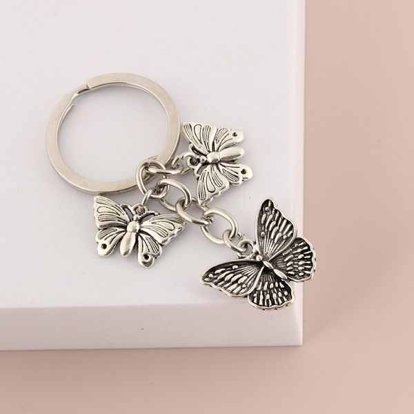 

sublimation new colorful enamel butterfly keychain insects car key women bag accessories jewelry gifts, Silver