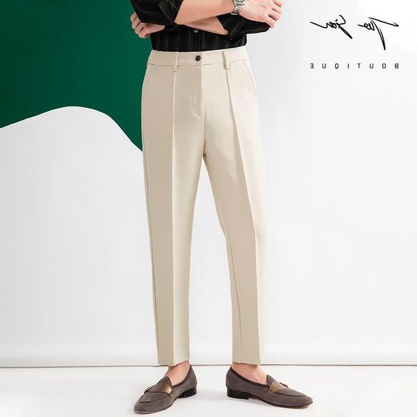 

men's suits & blazers men business casual pants trend pantalon de vestir hombre elastic waist autumn british sagging social tro, White;black